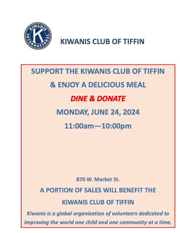 Dine at Xcaret and Support the Tiffin Kiwanis Club