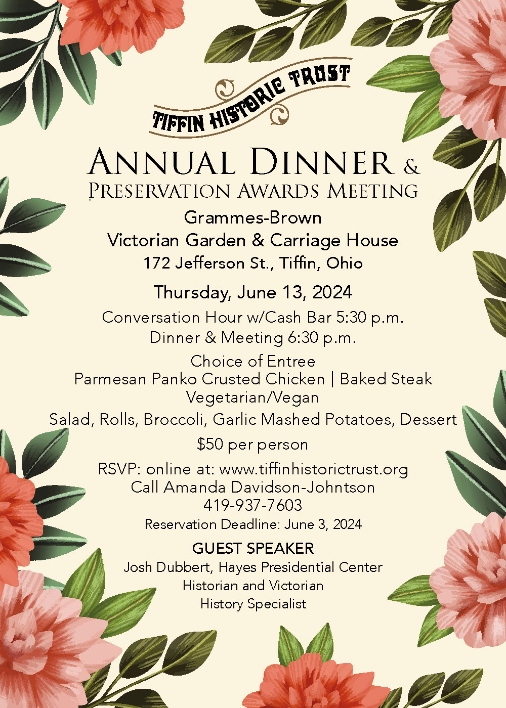 Tiffin Historic Trust Annual Dinner & Preservation Awards Meeting